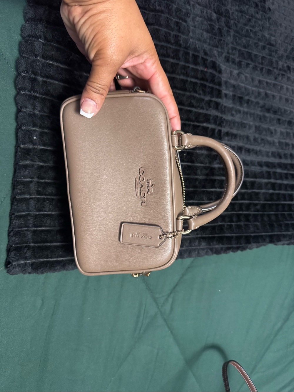 Coach Mini Leather Satchel in Taupe